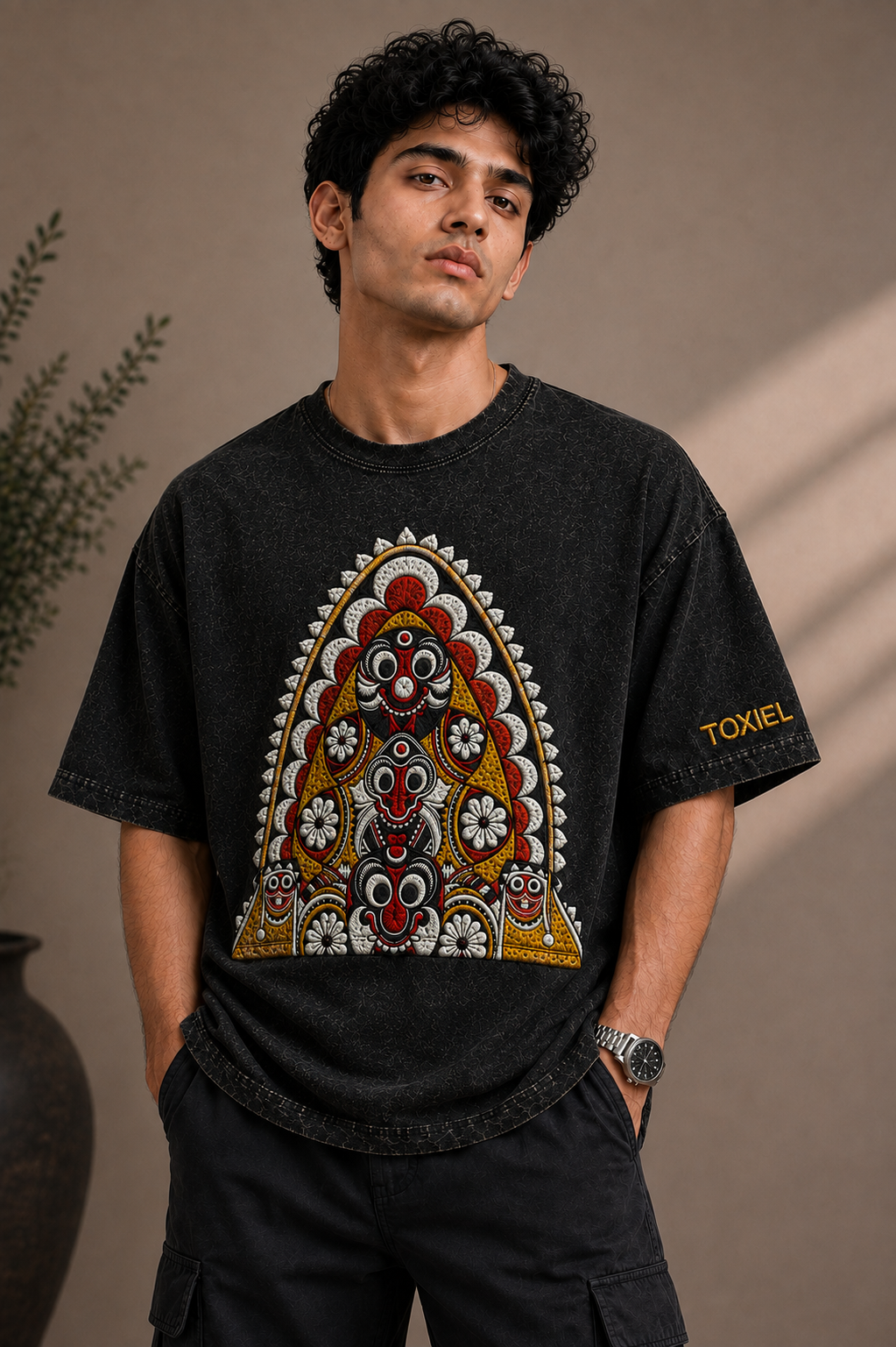 Jagannath Heritage Premium Embroidered Oversized T-Shirt