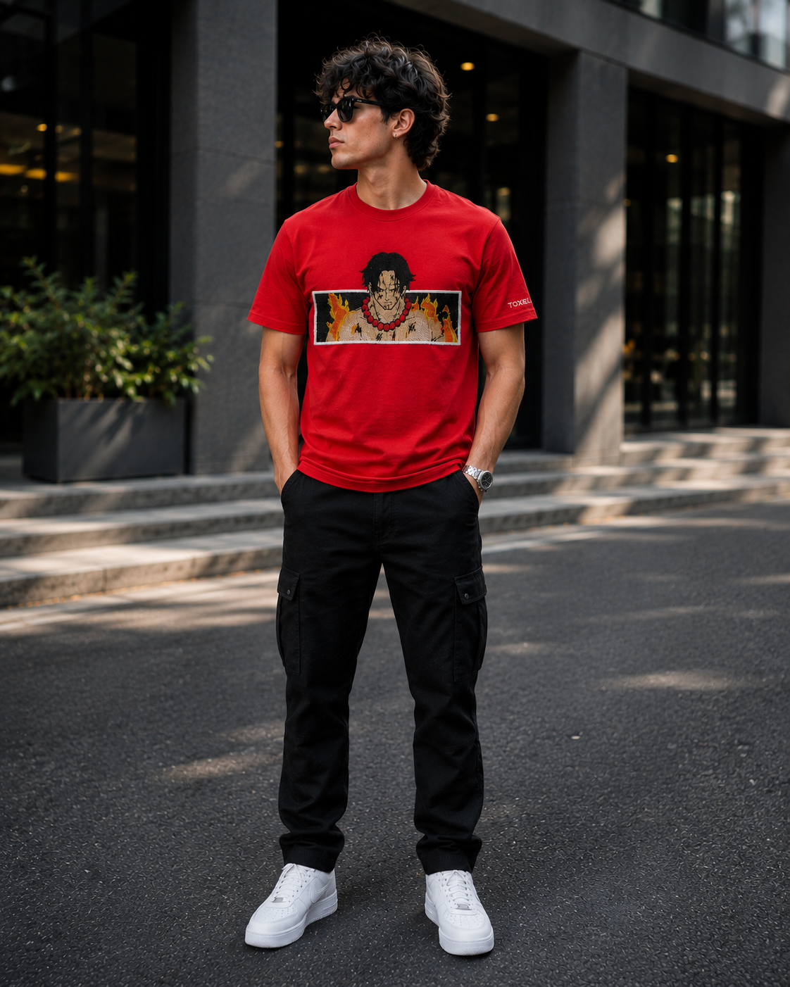 Anime Embroidered Oversized T-Shirt