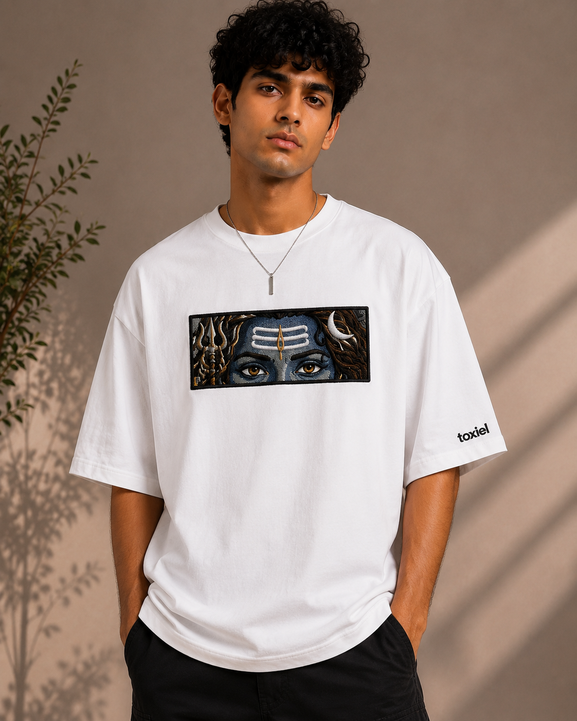 Premium Shiva Eyes Embroidery Oversized T-Shirt