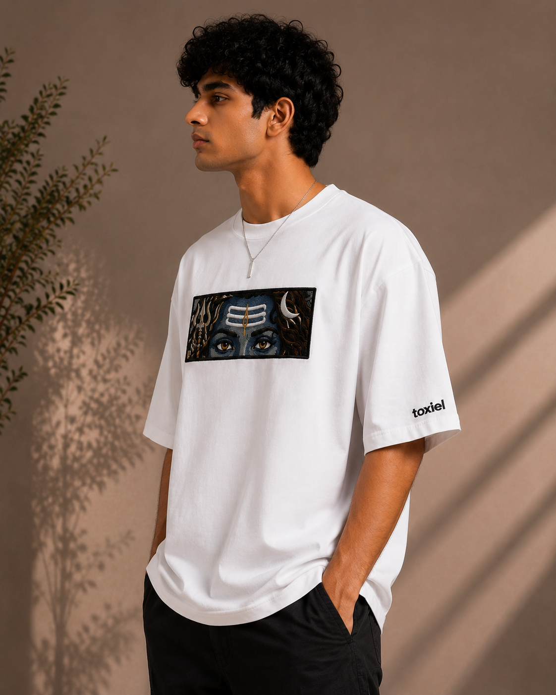 Premium Shiva Eyes Embroidery Oversized T-Shirt
