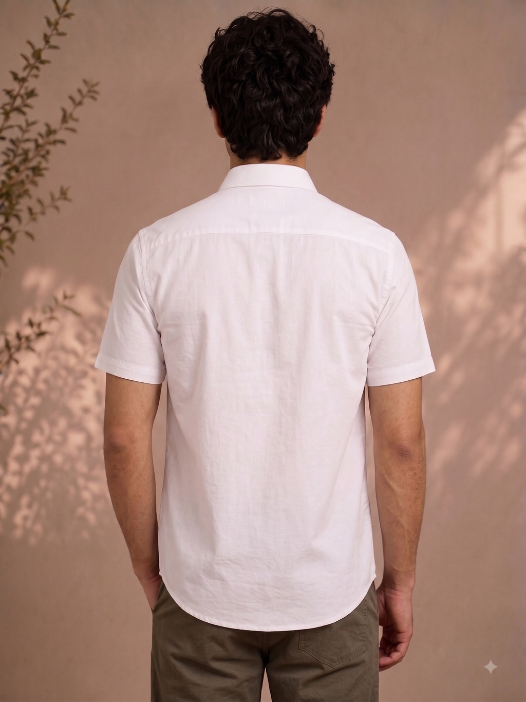 Classic 350 Premium Embroidered Men's Half Sleeve White Shirt